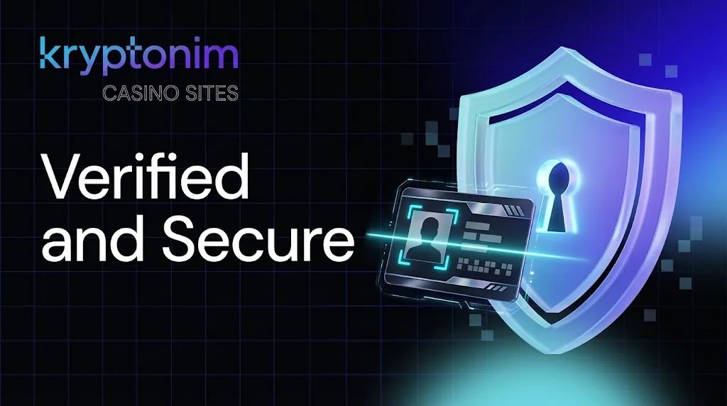 Kryptonim casino login protected by a crystal shield and an ID scan